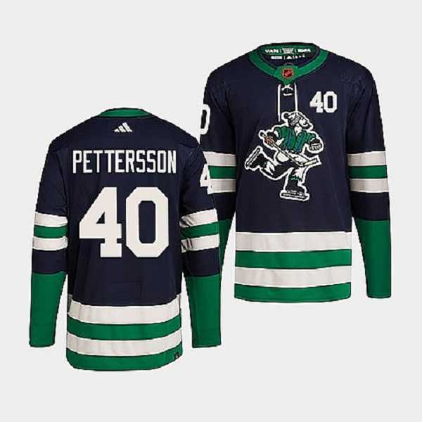 Men%27s Vancouver Canucks #40 Elias Pettersson Navy 2022 Reverse Retro Stitched Jersey Dzhi->vancouver canucks->NHL Jersey